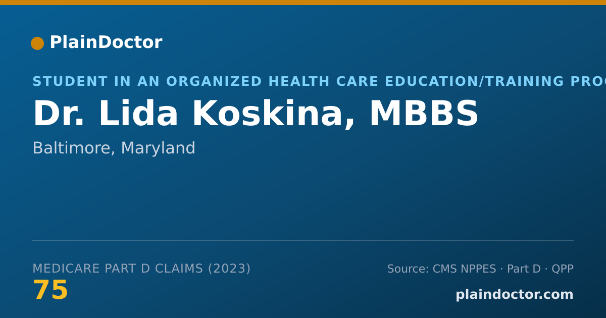 Shareable card for Lida Koskina, MBBS - Student in an Organized Health Care Education/Training Program, Baltimore, MD