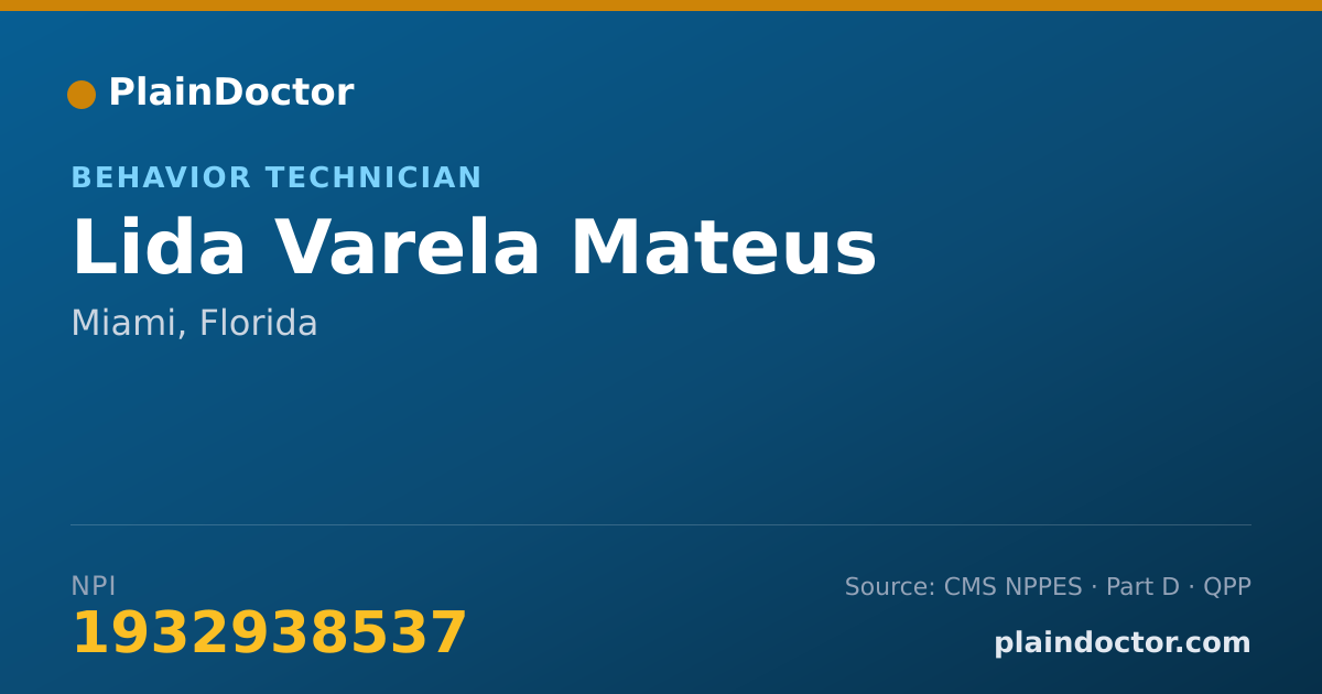 Shareable card for Lida Varela Mateus - Behavior Technician, Miami, FL