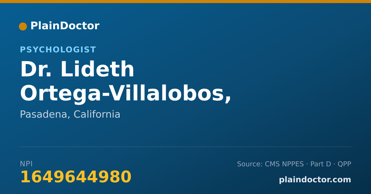 Shareable card for Lideth Ortega-Villalobos, PH.D. - Psychologist, Pasadena, CA