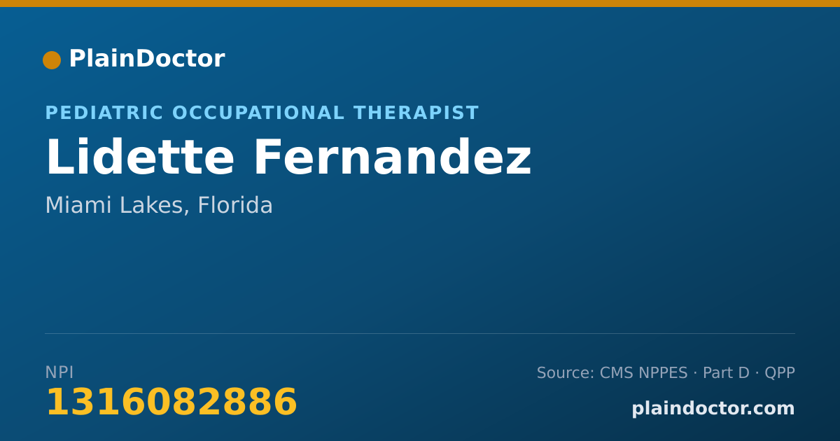 Shareable card for Lidette Fernandez - Pediatric Occupational Therapist, Miami Lakes, FL