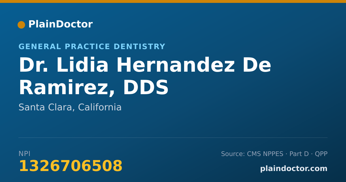 Shareable card for Lidia Hernandez De Ramirez, DDS - General Practice Dentistry, Santa Clara, CA