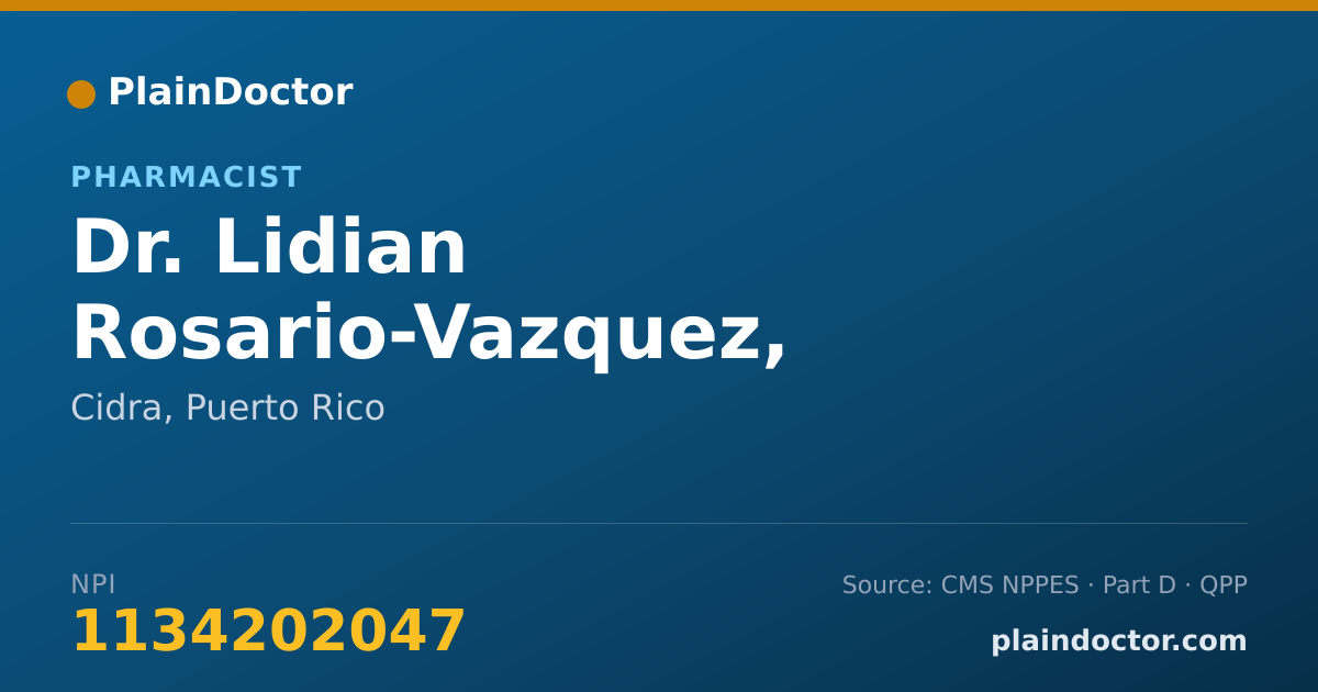 Shareable card for Lidian Rosario-Vazquez, B.S.PH - Pharmacist, Cidra, PR