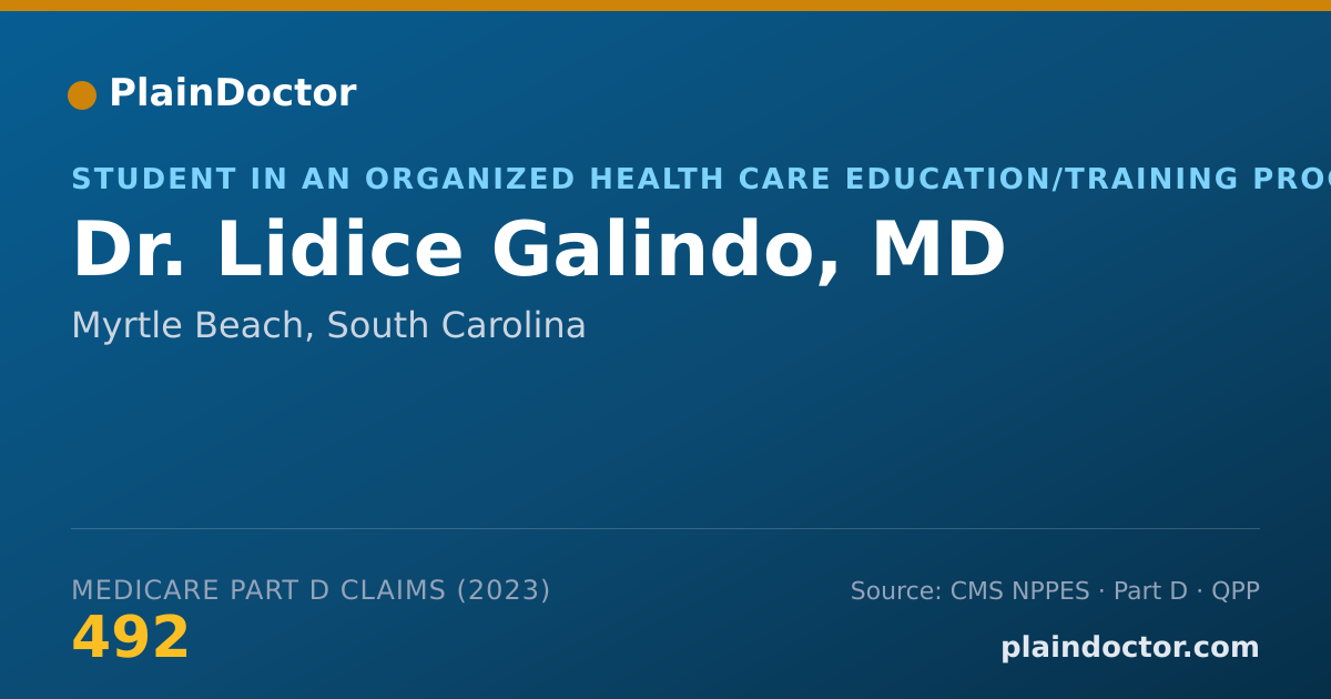 Shareable card for Lidice Galindo, MD - Student in an Organized Health Care Education/Training Program, Myrtle Beach, SC
