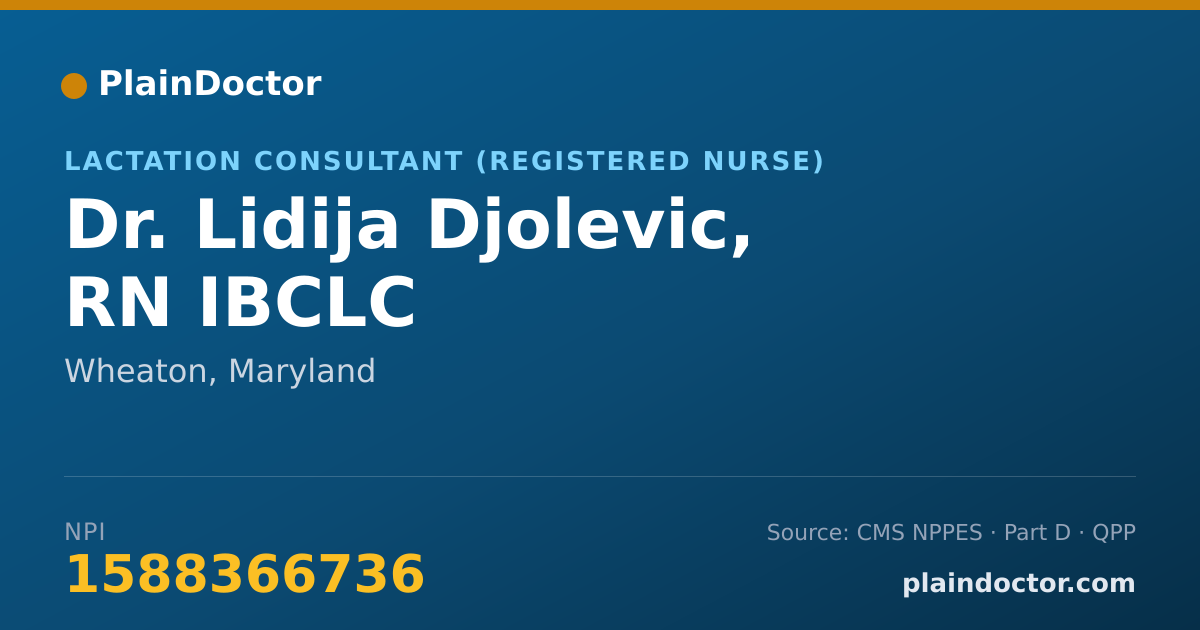 Shareable card for Lidija Djolevic, RN IBCLC - Lactation Consultant (Registered Nurse), Wheaton, MD
