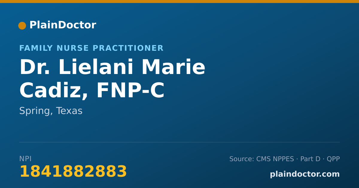 Shareable card for Lielani Marie Cadiz, FNP-C - Family Nurse Practitioner, Spring, TX