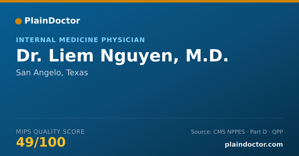 Shareable card for Liem Nguyen, M.D. - Internal Medicine Physician, San Angelo, TX
