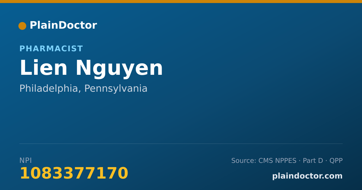 Shareable card for Lien Nguyen - Pharmacist, Philadelphia, PA