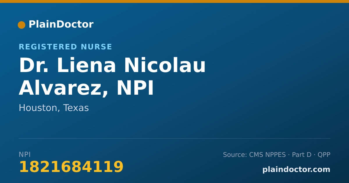 Shareable card for Liena Nicolau Alvarez, NPI - Registered Nurse, Houston, TX