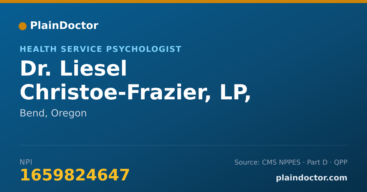 Shareable card for Liesel Christoe-Frazier, LP, PHD - Health Service Psychologist, Bend, OR