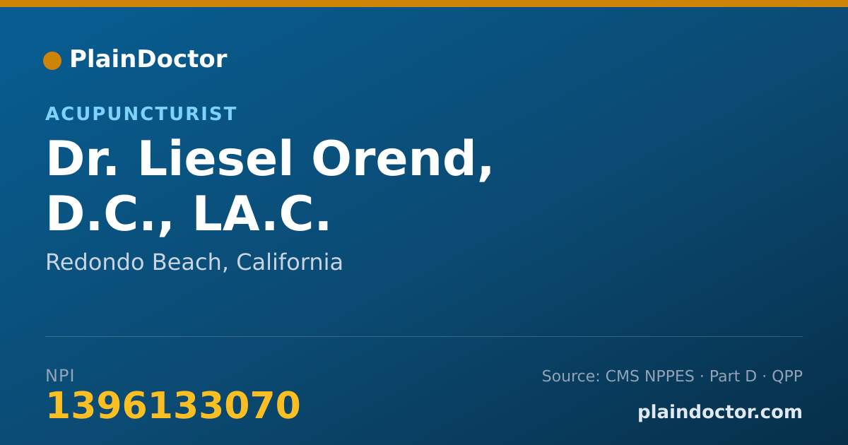 Shareable card for Liesel Orend, D.C., LA.C. - Acupuncturist, Redondo Beach, CA