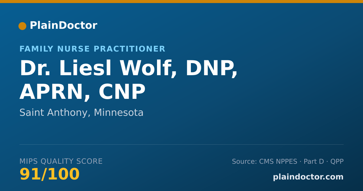 Shareable card for Liesl Wolf, DNP, APRN, CNP - Family Nurse Practitioner, Saint Anthony, MN