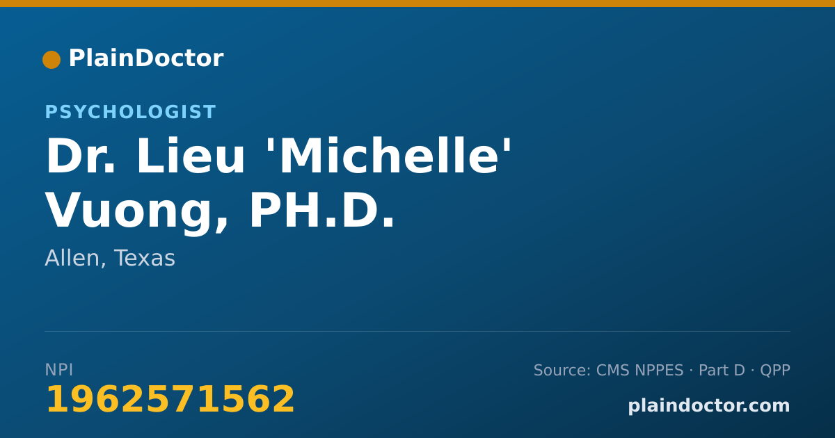 Shareable card for Lieu 'Michelle' Vuong, PH.D. - Psychologist, Allen, TX
