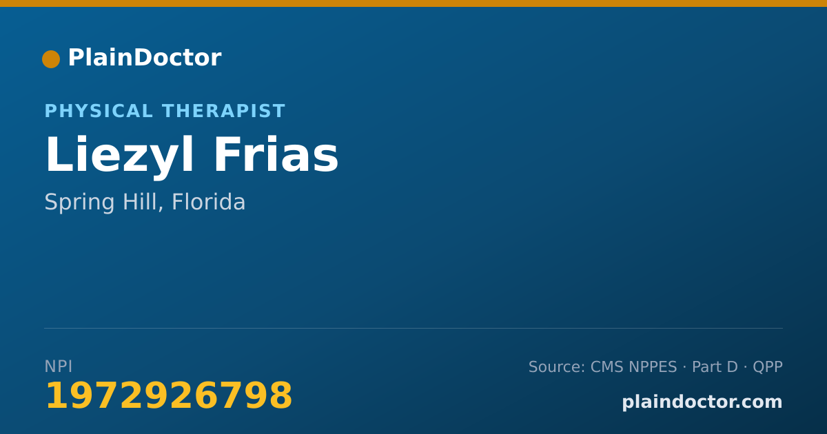Shareable card for Liezyl Frias - Physical Therapist, Spring Hill, FL