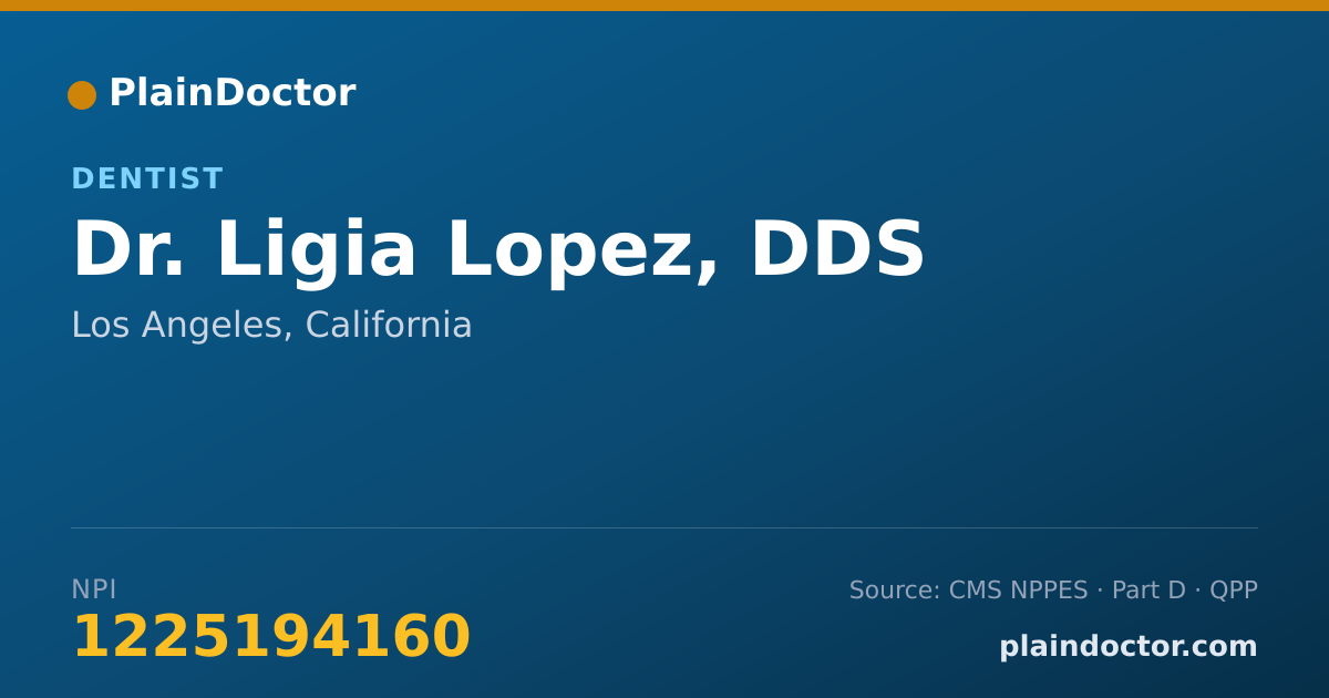 Shareable card for Ligia Lopez, DDS - Dentist, Los Angeles, CA