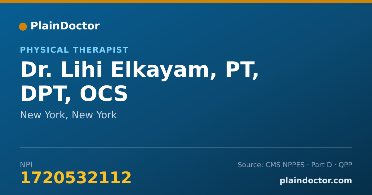 Shareable card for Lihi Elkayam, PT, DPT, OCS - Physical Therapist, New York, NY