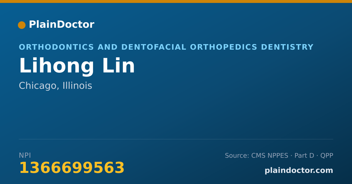 Shareable card for Lihong Lin - Orthodontics and Dentofacial Orthopedics Dentistry, Chicago, IL