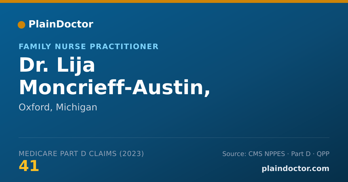Shareable card for Lija Moncrieff-Austin, FNP-C - Family Nurse Practitioner, Oxford, MI