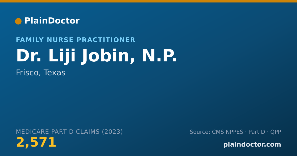 Shareable card for Liji Jobin, N.P. - Family Nurse Practitioner, Frisco, TX