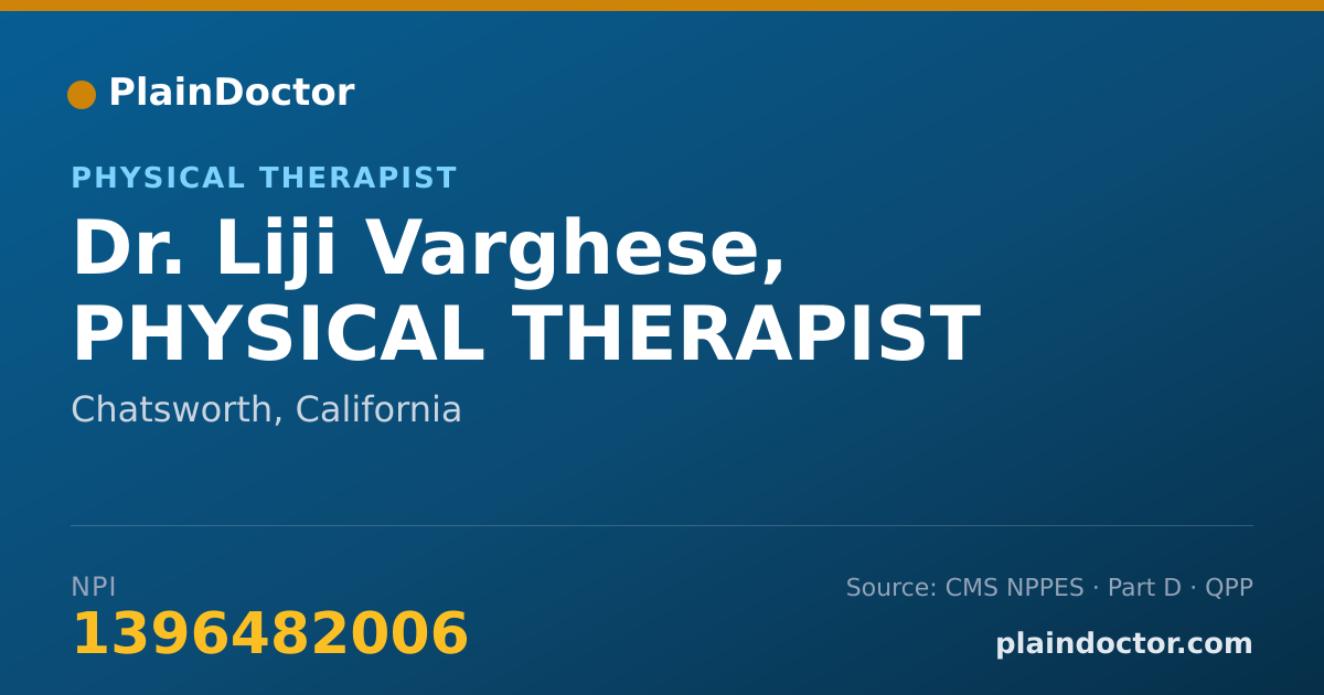 Shareable card for Liji Varghese, PHYSICAL THERAPIST - Physical Therapist, Chatsworth, CA