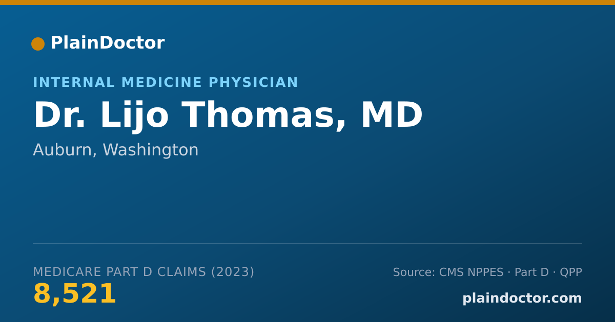 Shareable card for Lijo Thomas, MD - Internal Medicine Physician, Auburn, WA