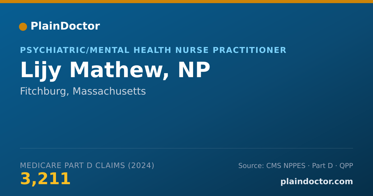 Shareable card for Lijy Mathew, NP - Adult Health Nurse Practitioner, Fitchburg, MA