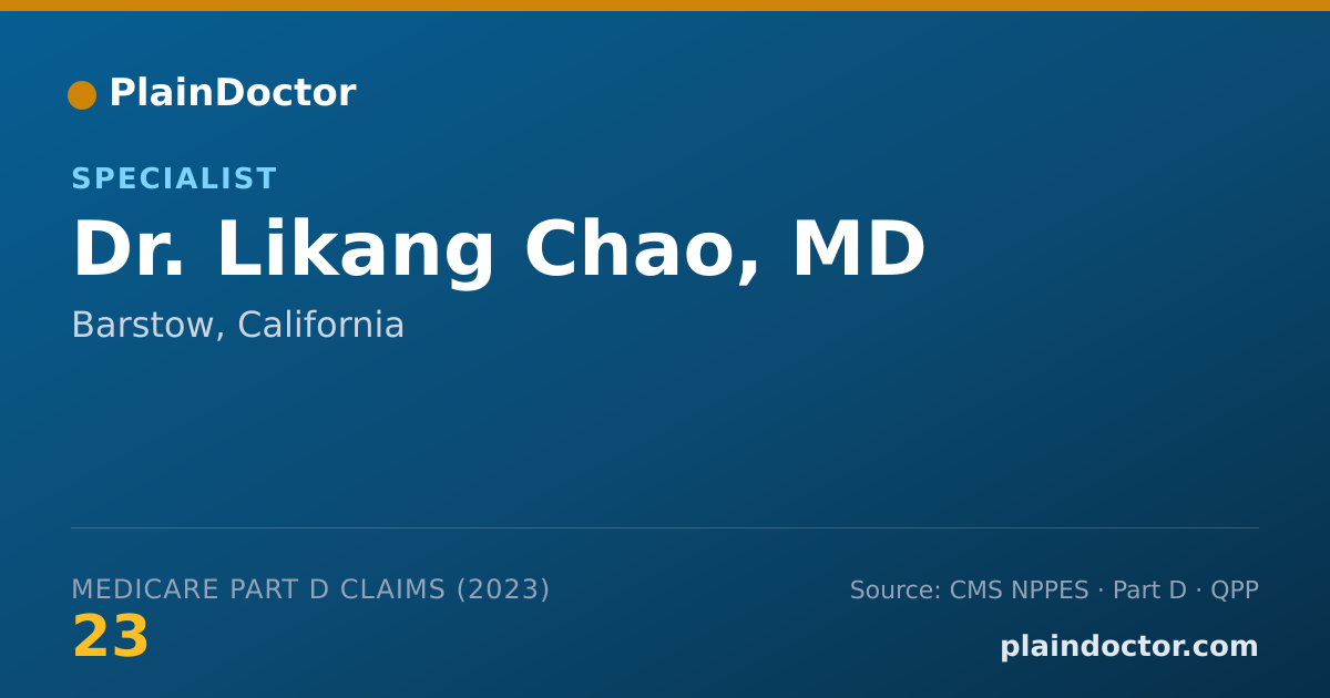 Shareable card for Likang Chao, MD - Specialist, Barstow, CA