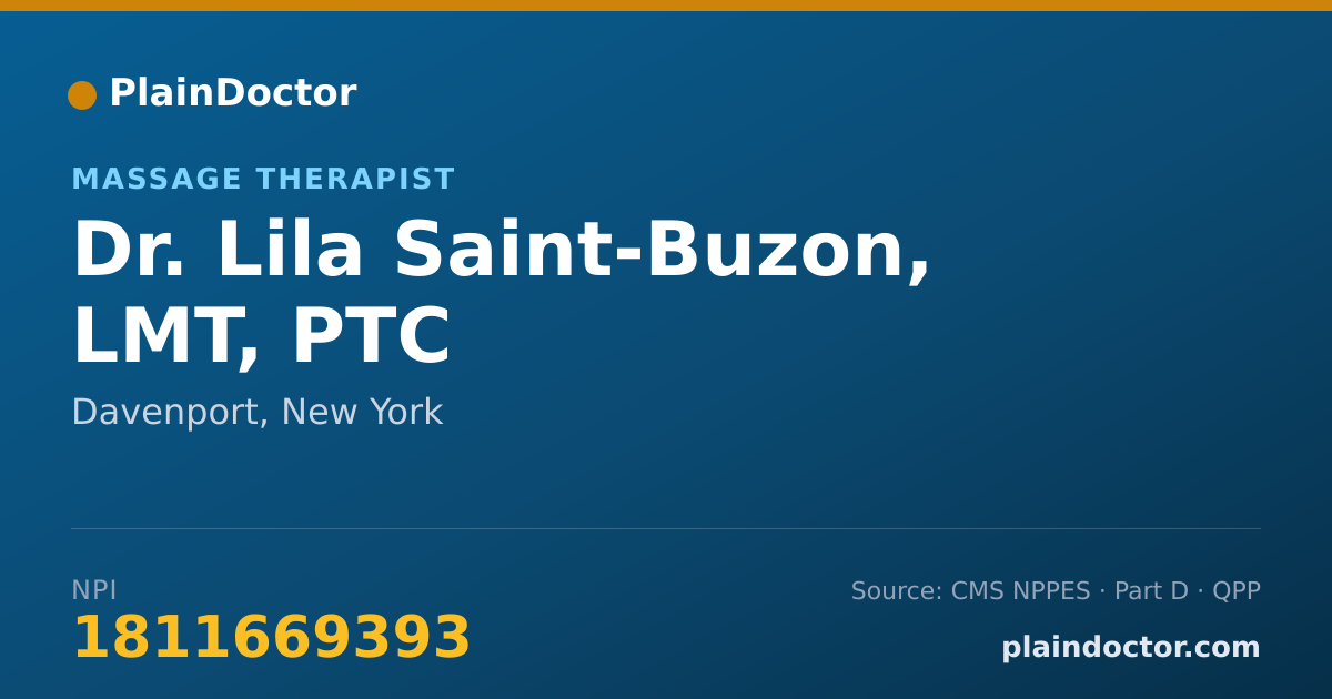 Shareable card for Lila Saint-Buzon, LMT, PTC - Massage Therapist, Davenport, NY