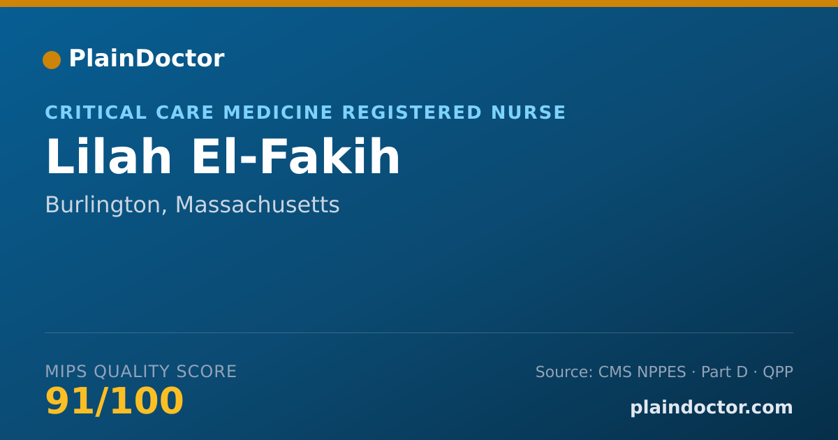 Shareable card for Lilah El-Fakih - Critical Care Medicine Registered Nurse, Burlington, MA