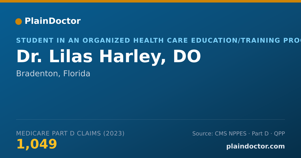 Shareable card for Lilas Harley, DO - Student in an Organized Health Care Education/Training Program, Bradenton, FL