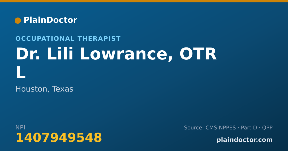 Shareable card for Lili Lowrance, OTR L - Occupational Therapist, Houston, TX