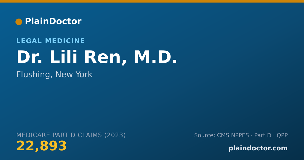 Shareable card for Lili Ren, M.D. - Legal Medicine, Flushing, NY