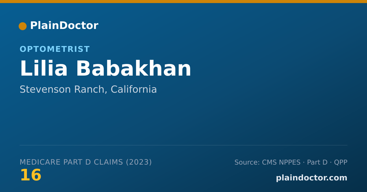 Shareable card for Lilia Babakhan - Optometrist, Stevenson Ranch, CA