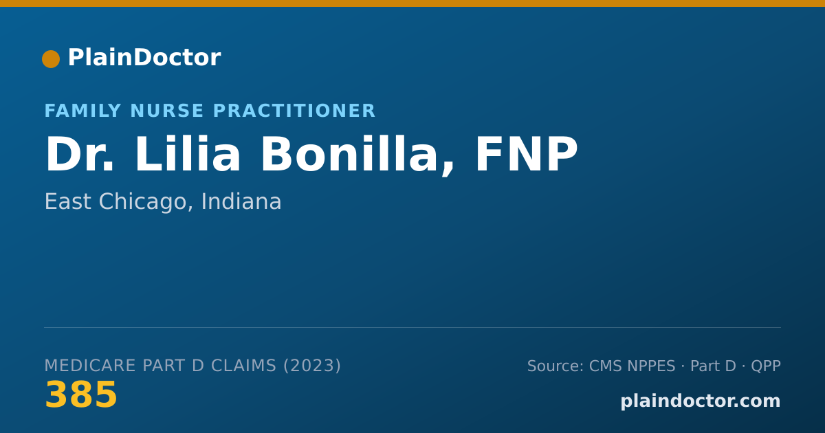 Shareable card for Lilia Bonilla, FNP - Family Nurse Practitioner, East Chicago, IN