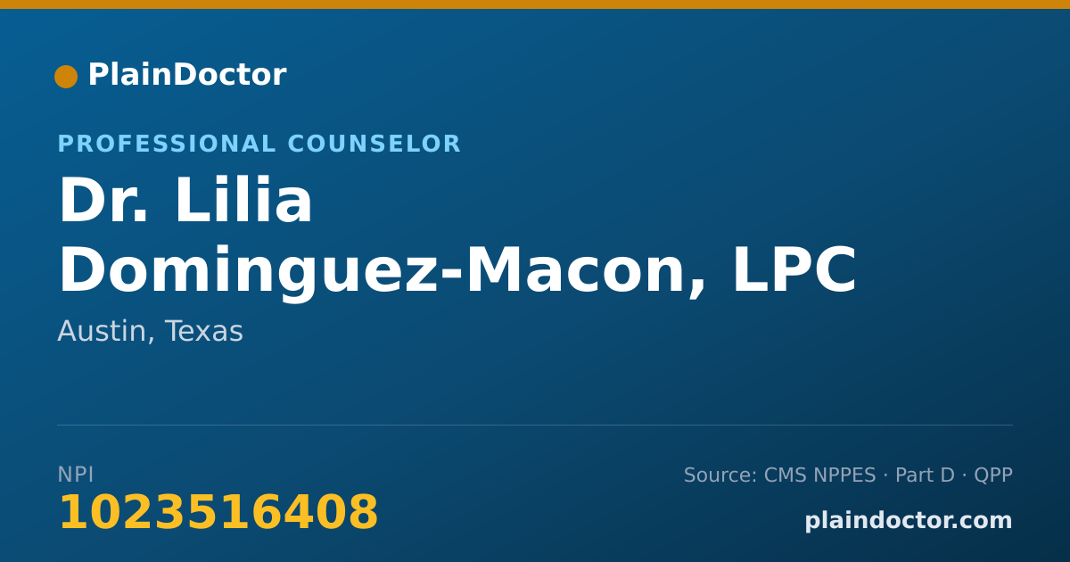 Shareable card for Lilia Dominguez-Macon, LPC - Professional Counselor, Austin, TX