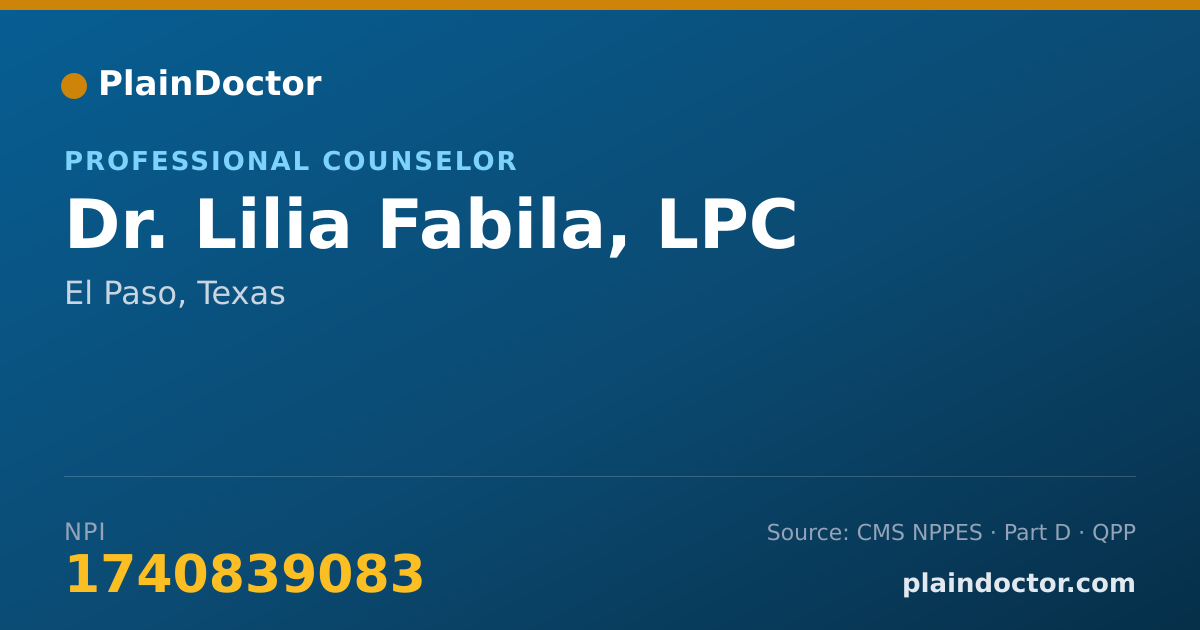 Shareable card for Lilia Fabila, LPC - Professional Counselor, El Paso, TX