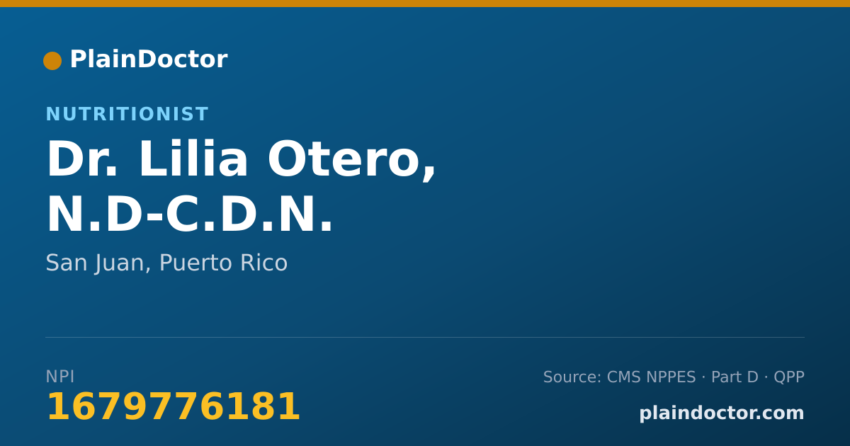 Shareable card for Lilia Otero, N.D-C.D.N. - Nutritionist, San Juan, PR