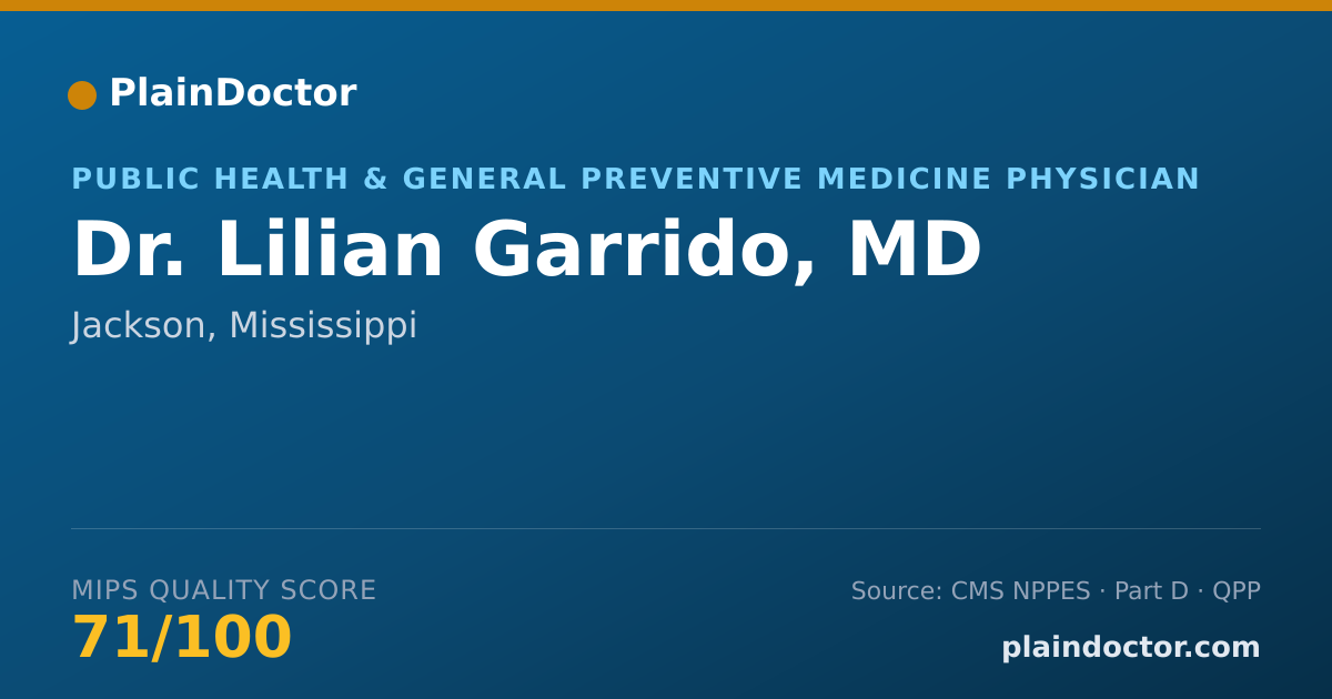 Shareable card for Lilian Garrido, MD - Public Health & General Preventive Medicine Physician, Jackson, MS