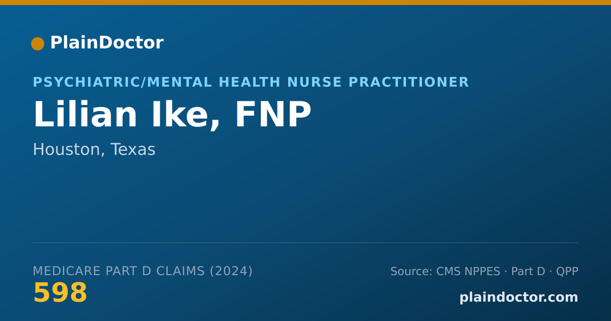 Shareable card for Lilian Ike, FNP - Psychiatric/Mental Health Nurse Practitioner, Houston, TX