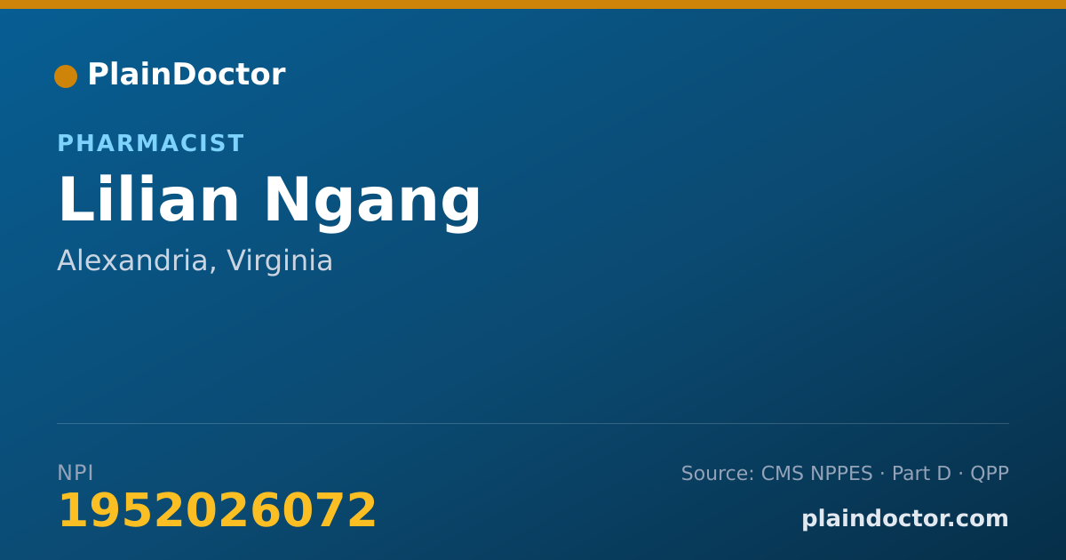 Shareable card for Lilian Ngang - Pharmacist, Alexandria, VA