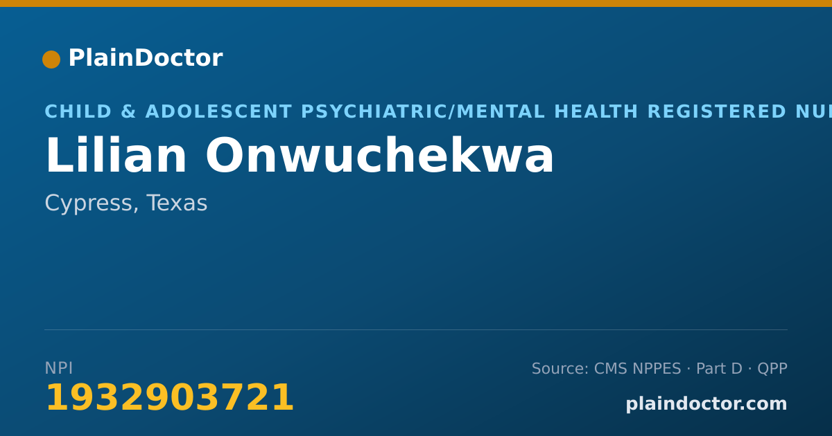 Shareable card for Lilian Onwuchekwa - Child & Adolescent Psychiatric/Mental Health Registered Nurse, Cypress, TX
