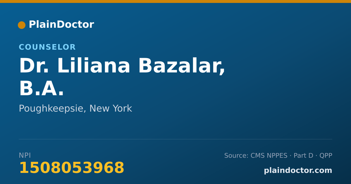 Shareable card for Liliana Bazalar, B.A. - Counselor, Poughkeepsie, NY