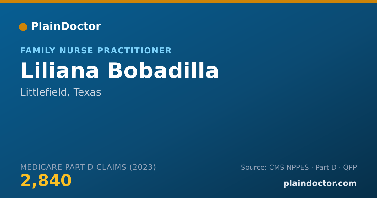 Shareable card for Liliana Bobadilla - Family Nurse Practitioner, Littlefield, TX