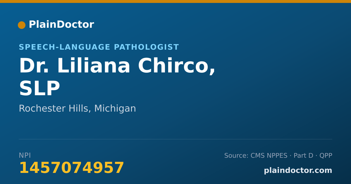 Shareable card for Liliana Chirco, SLP - Speech-Language Pathologist, Rochester Hills, MI