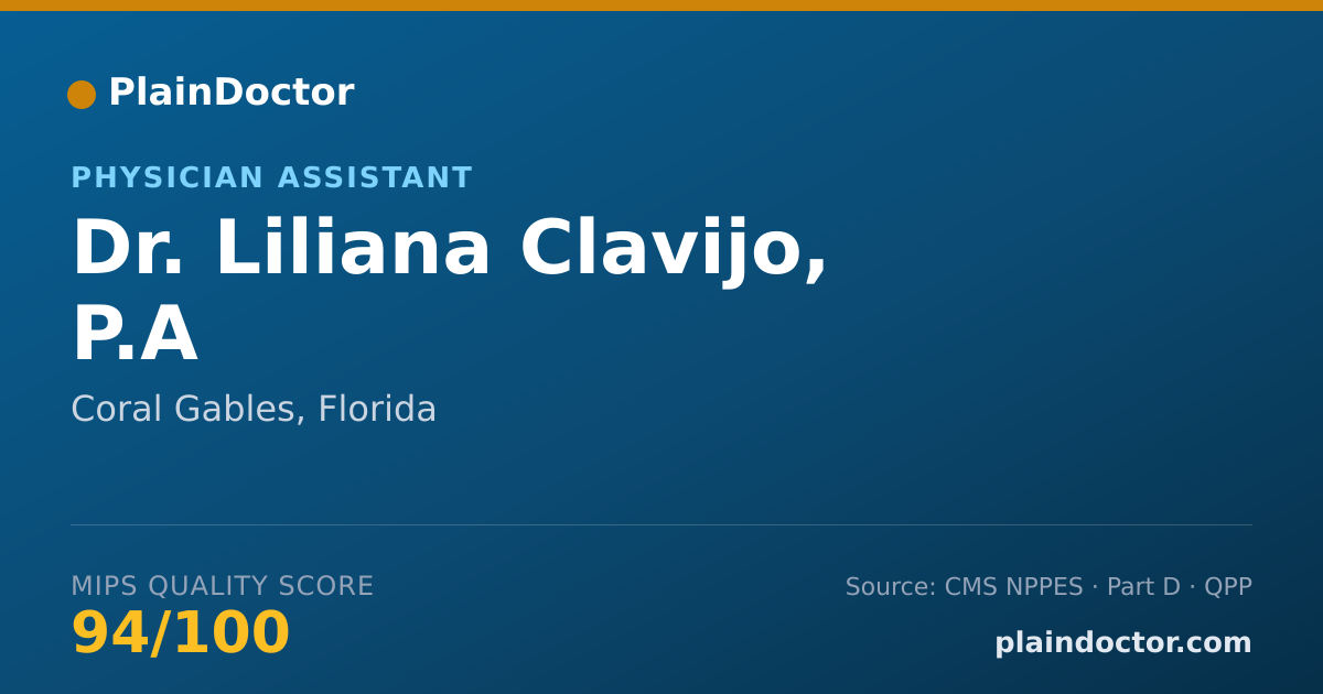 Shareable card for Liliana Clavijo, P.A - Physician Assistant, Coral Gables, FL