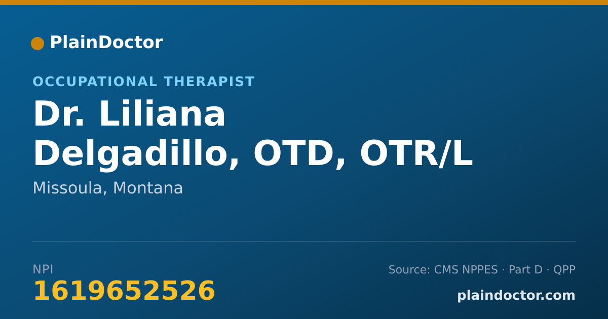 Shareable card for Liliana Delgadillo, OTD, OTR/L - Occupational Therapist, Missoula, MT