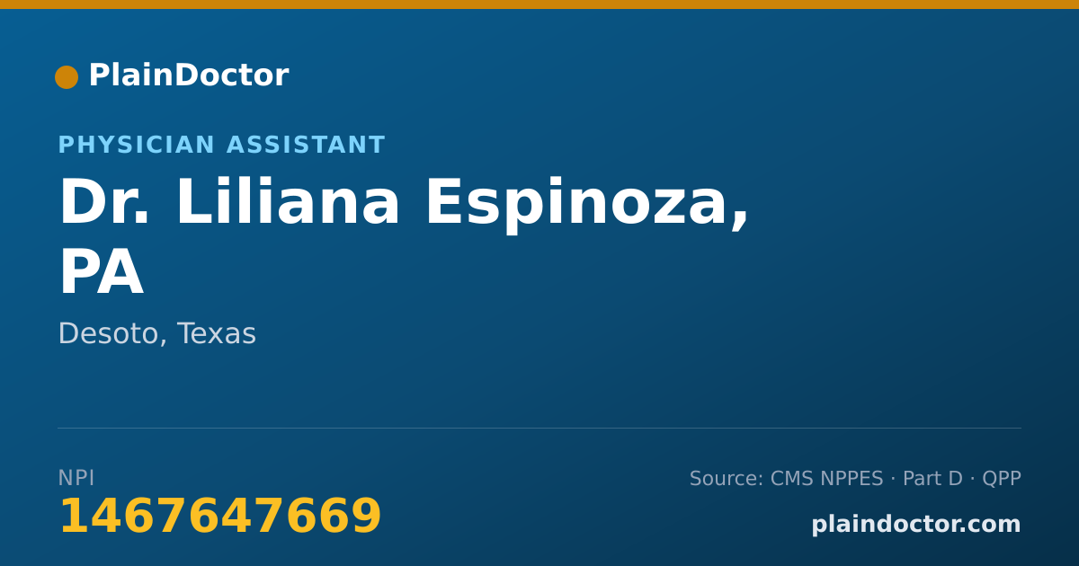 Shareable card for Liliana Espinoza, PA - Physician Assistant, Desoto, TX