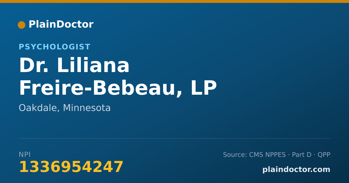 Shareable card for Liliana Freire-Bebeau, LP - Psychologist, Oakdale, MN