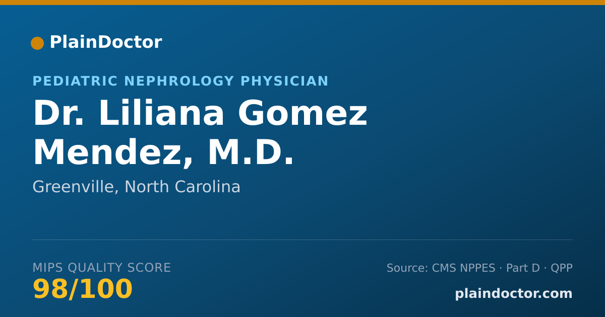 Shareable card for Liliana Gomez Mendez, M.D. - Pediatric Nephrology Physician, Greenville, NC