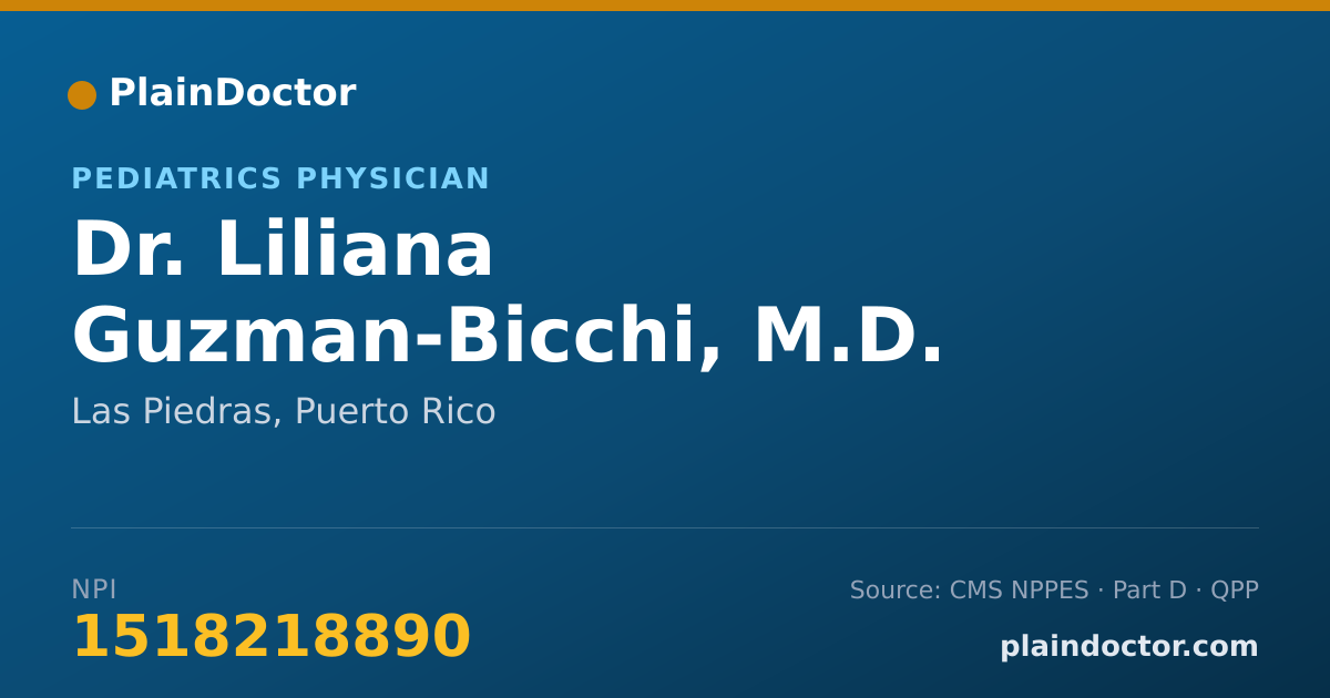 Shareable card for Liliana Guzman-Bicchi, M.D. - Pediatrics Physician, Las Piedras, PR