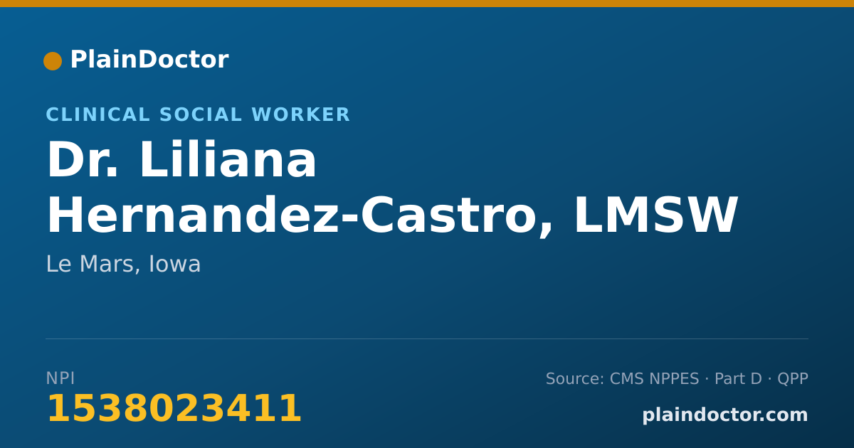 Shareable card for Liliana Hernandez-Castro, LMSW - Clinical Social Worker, Le Mars, IA